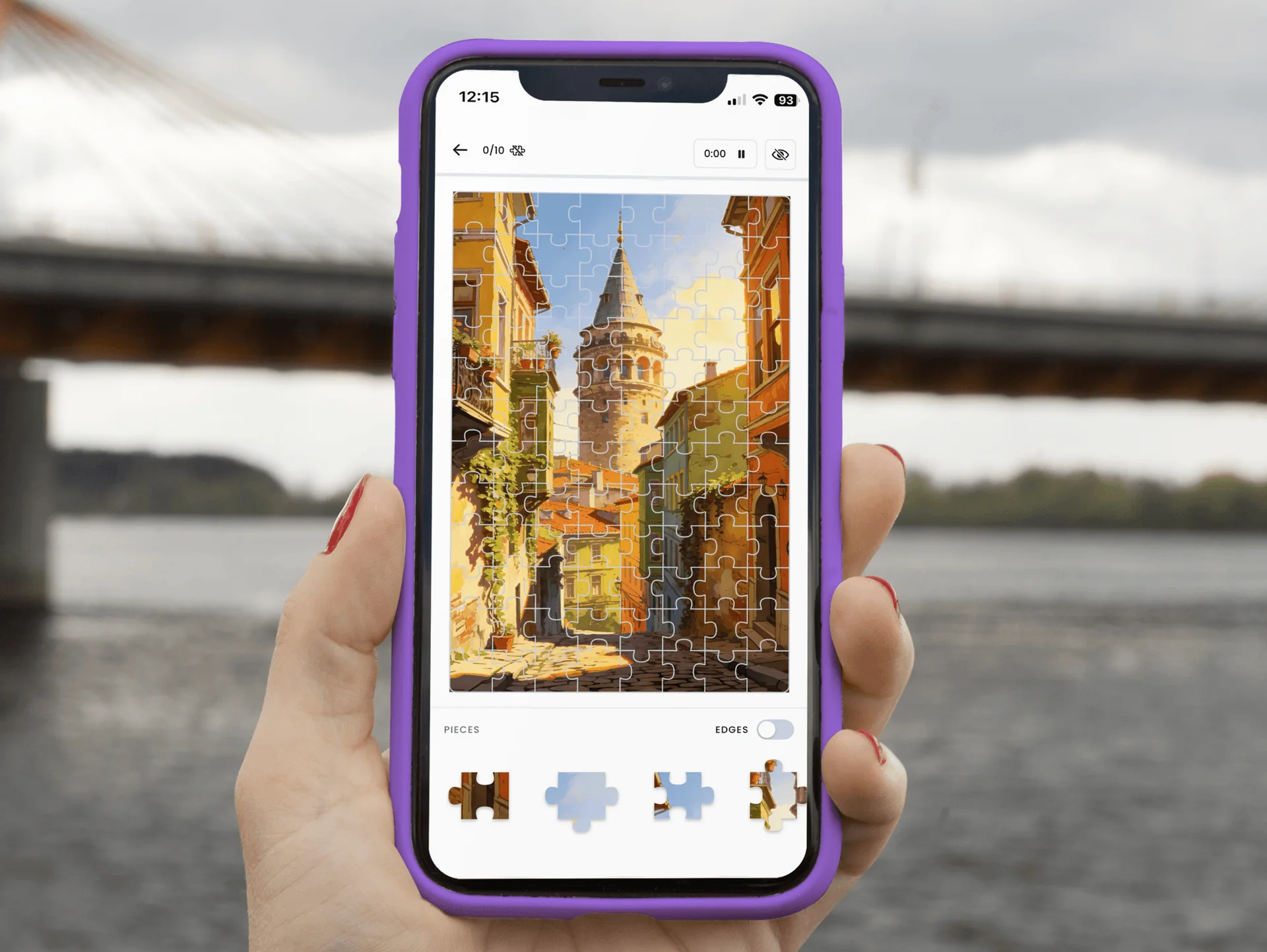 Mobile jigsaw puzzle app screens