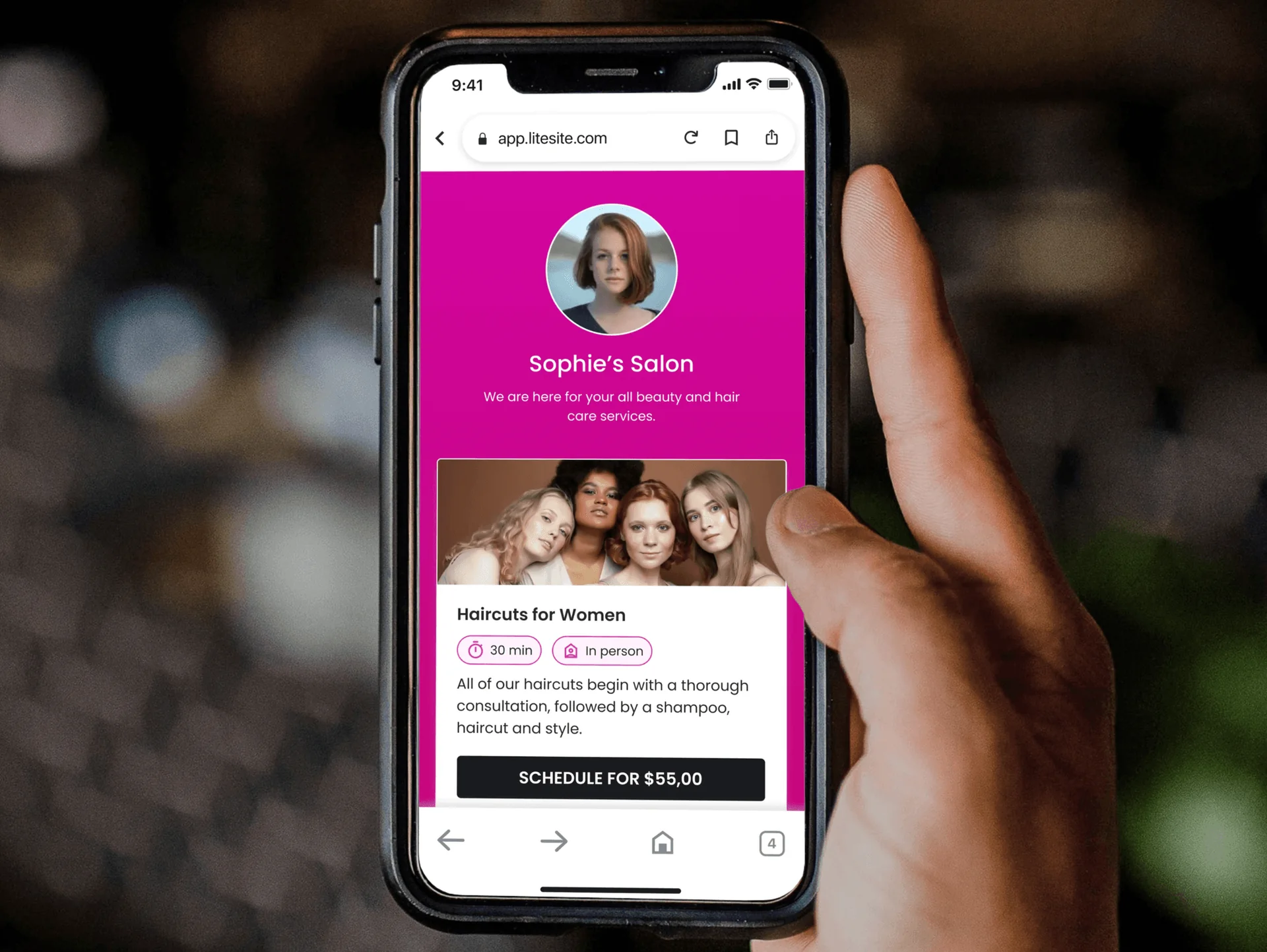 Mobile appointment scheduling screens for a small business