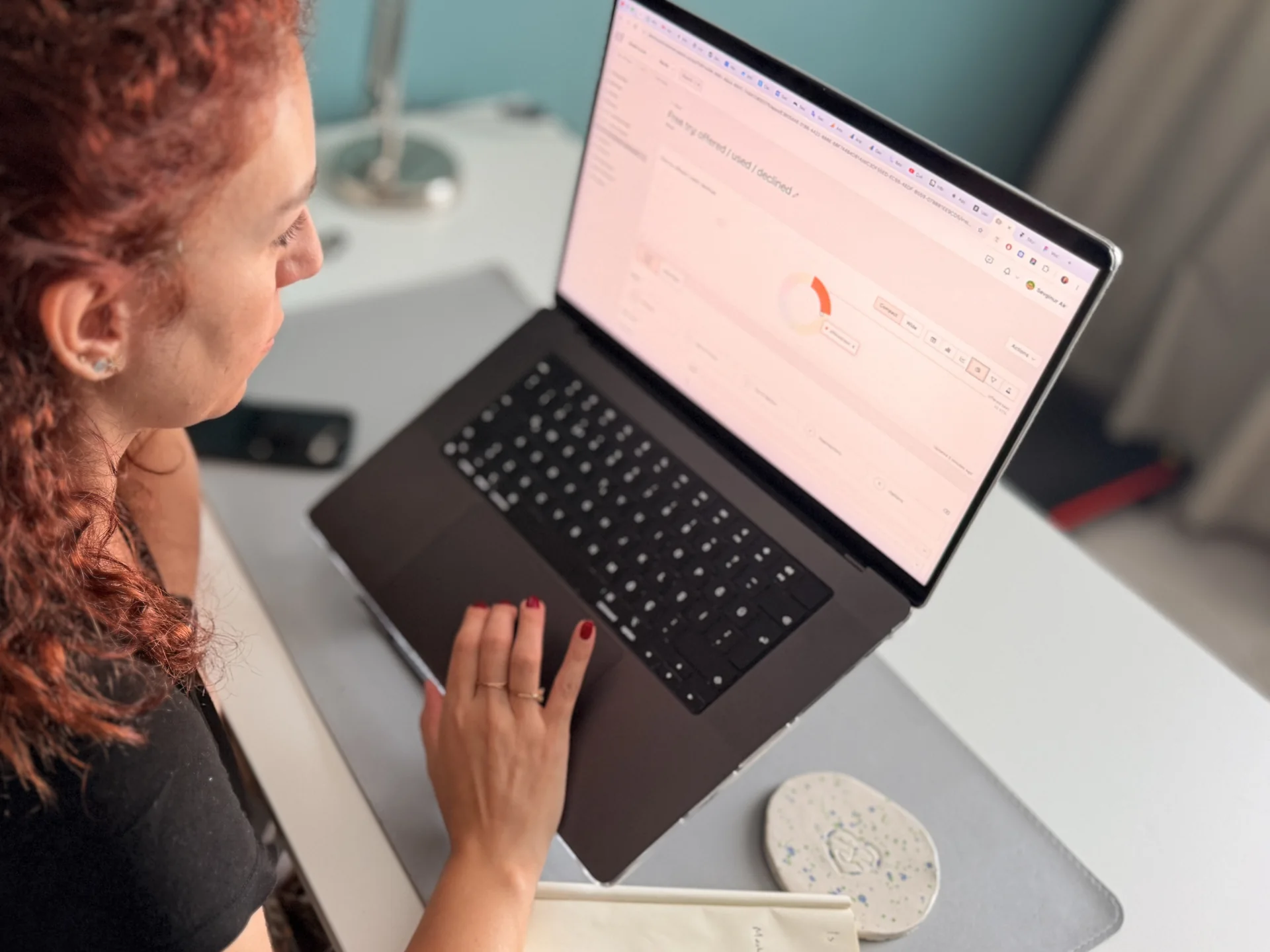 Woman using a laptop
