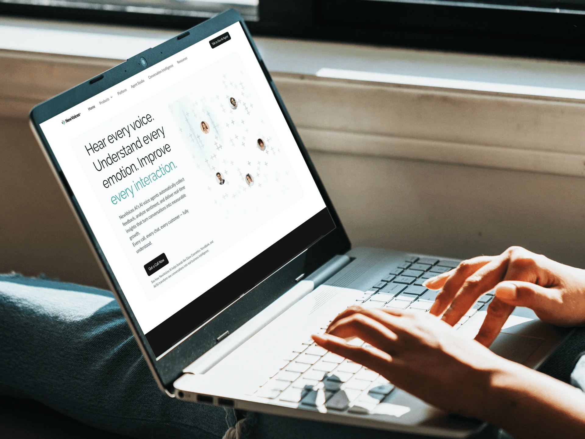 AI voice agents website explaining its AI voice agents